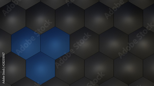 3d illustration of modern web icon illuminated on honeycomb carbon design  wide panoramic for wallpaper 