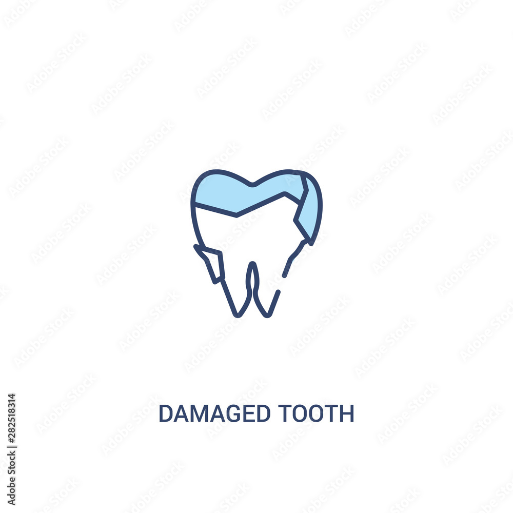 damaged tooth concept 2 colored icon. simple line element illustration. outline blue damaged tooth symbol. can be used for web and mobile ui/ux. damaged tooth concept 2 colored icon. simple line element illustration. outline blue damaged tooth symbol. can be used for web and mobile ui/ux.