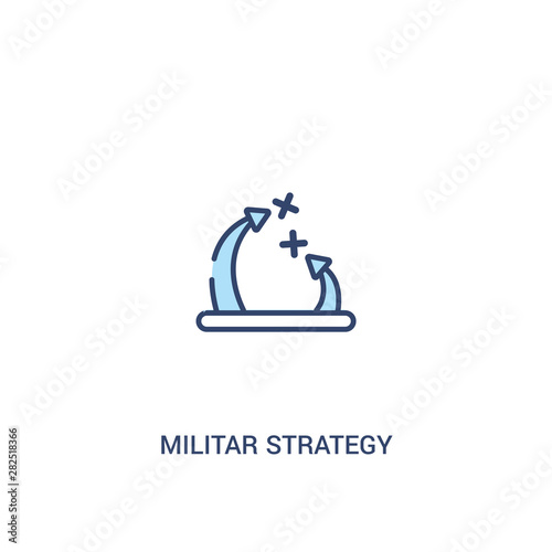 militar strategy concept 2 colored icon. simple line element illustration. outline blue militar strategy symbol. can be used for web and mobile ui/ux.