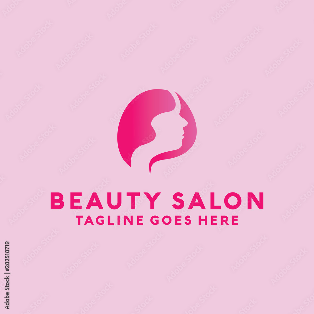 Beauty Salon Logo Design with female Face and Haircut for Stylist. Modern Gradient for Beauty with Glamorous Woman Hair Stylish. Beauty Salon Logo Design with female Face and Haircut for Stylist. Modern Gradient for Beauty with Glamorous Woman Hair Stylish.