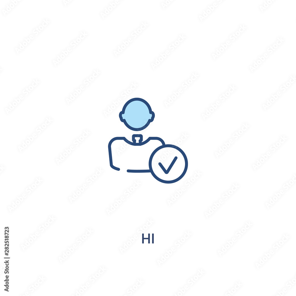 hi concept 2 colored icon. simple line element illustration. outline blue hi symbol. can be used for web and mobile ui/ux.