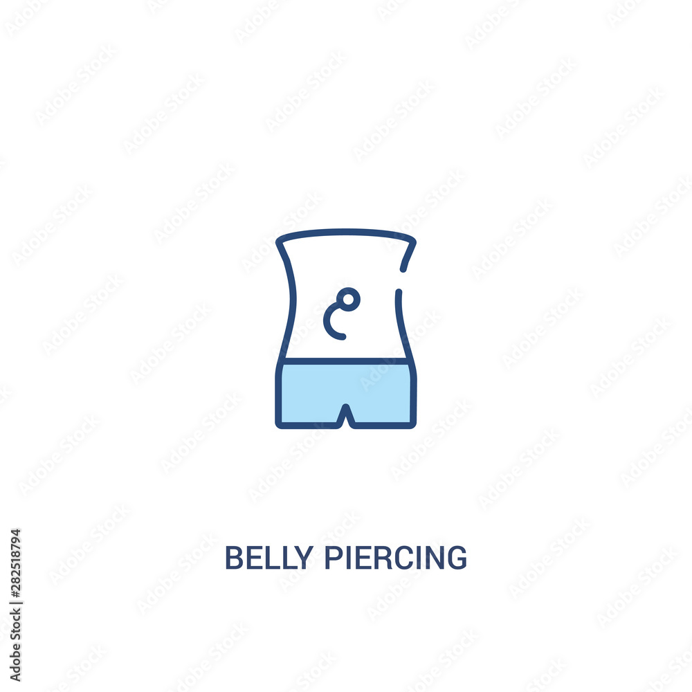 belly piercing concept 2 colored icon. simple line element illustration. outline blue belly piercing symbol. can be used for web and mobile ui/ux.