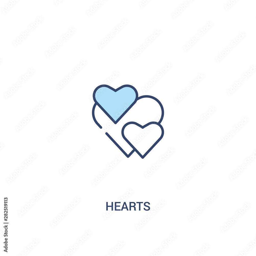 hearts concept 2 colored icon. simple line element illustration. outline blue hearts symbol. can be used for web and mobile ui/ux.
