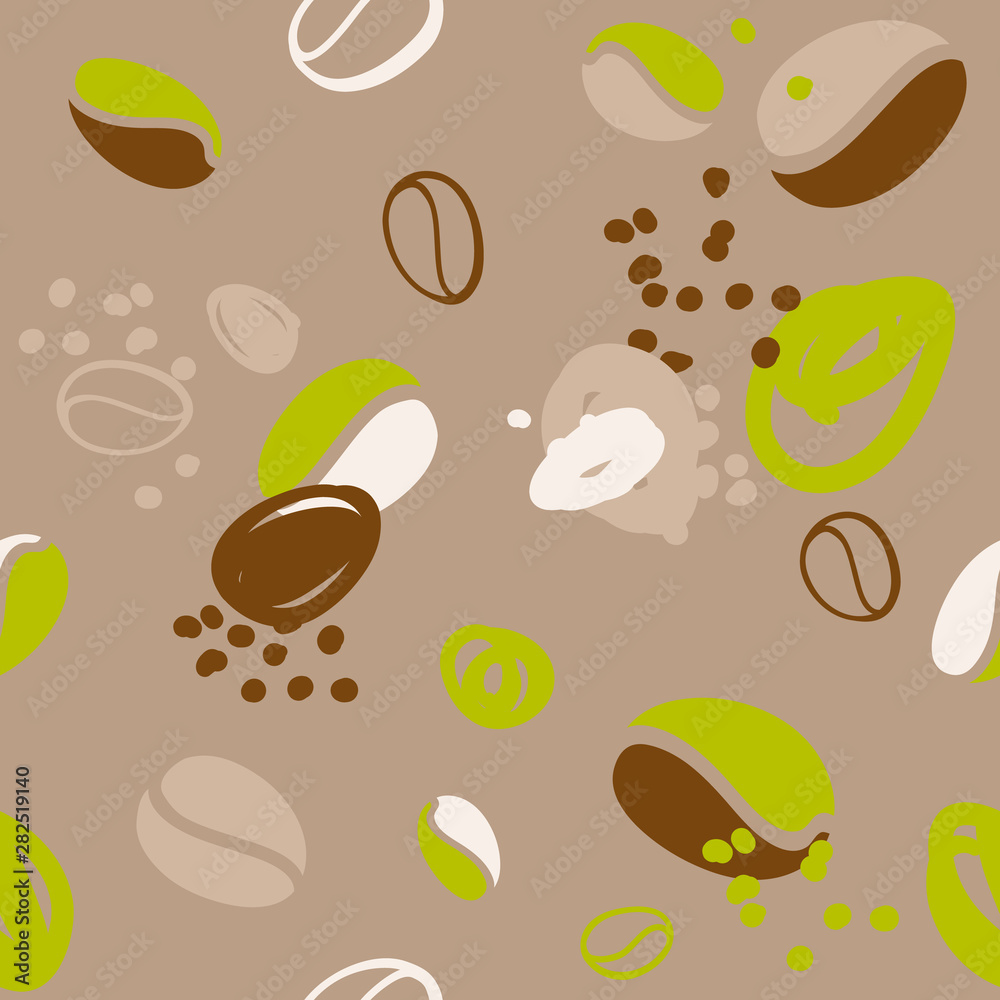 Obraz premium SEAMLESS PATTERN WITH COFFE AND ABSTRACT SPOTS