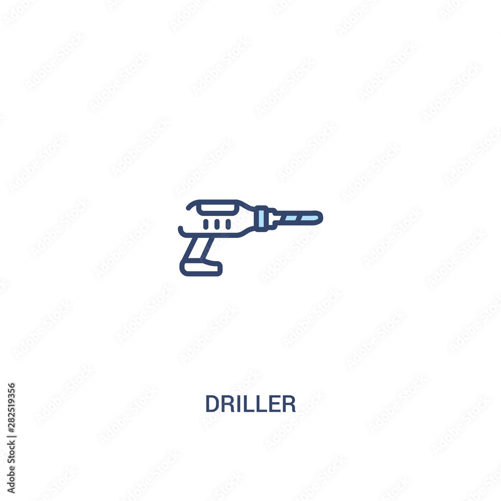 driller concept 2 colored icon. simple line element illustration. outline blue driller symbol. can be used for web and mobile ui/ux.
