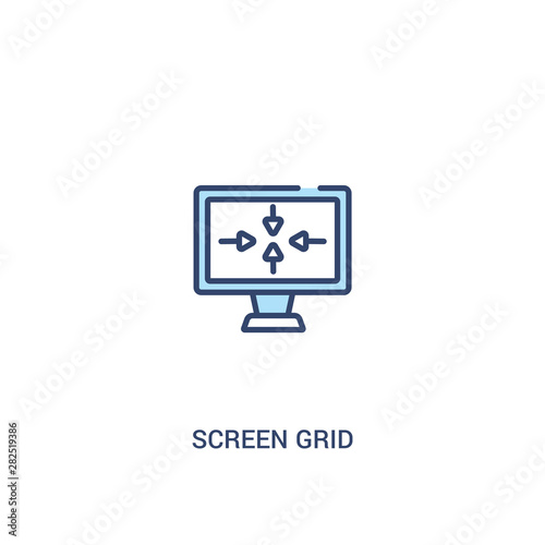 screen grid concept 2 colored icon. simple line element illustration. outline blue screen grid symbol. can be used for web and mobile ui/ux.