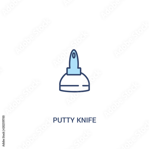 putty knife concept 2 colored icon. simple line element illustration. outline blue putty knife symbol. can be used for web and mobile ui/ux.