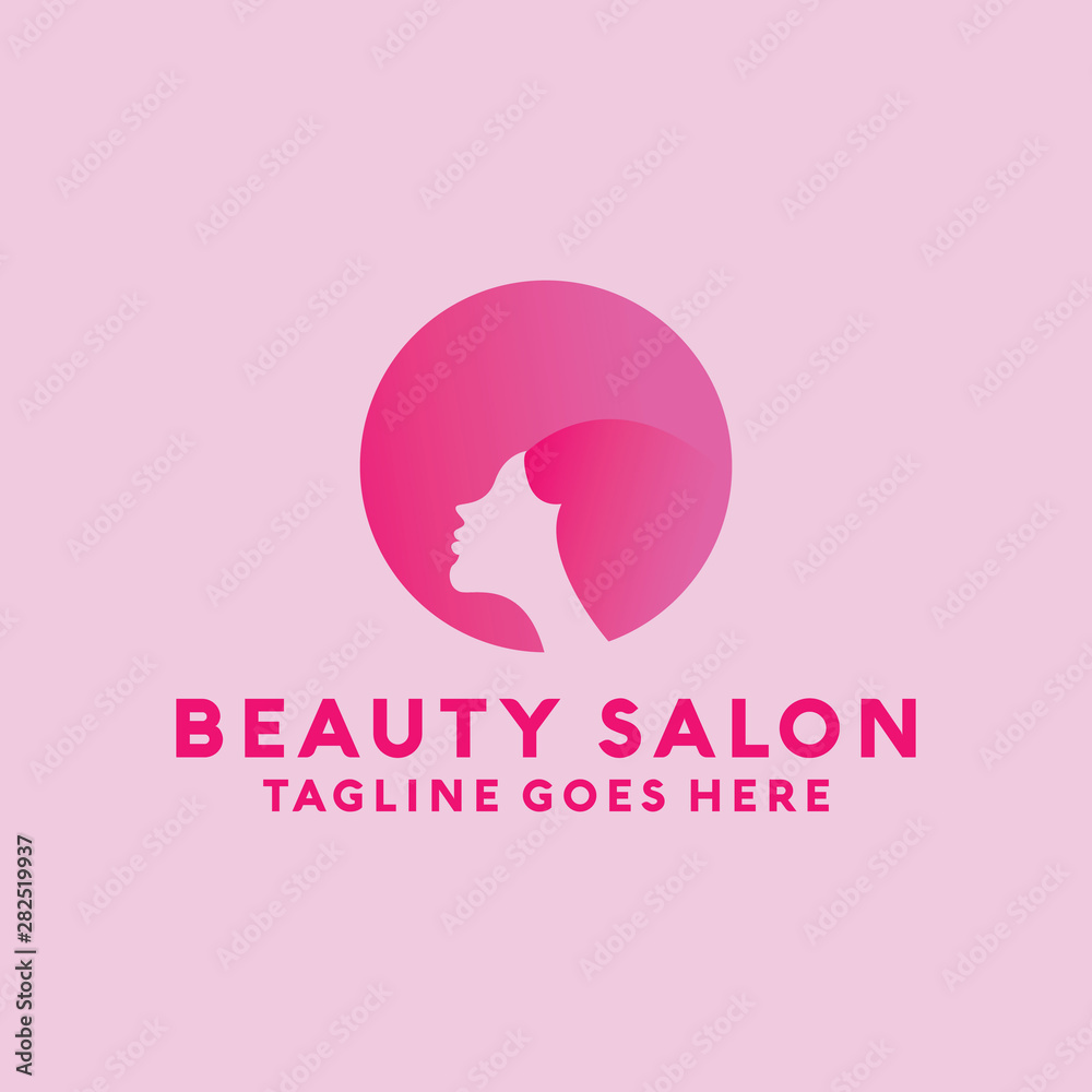 Beauty Salon Logo Design with female Face and Haircut for Stylist. Modern Gradient for Beauty with Glamorous Woman Hair Stylish. Beauty Salon Logo Design with female Face and Haircut for Stylist. Modern Gradient for Beauty with Glamorous Woman Hair Stylish.