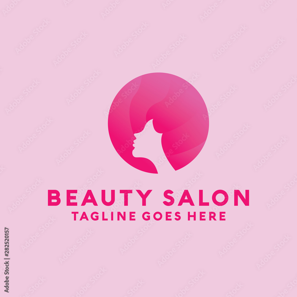 Beauty Salon Logo Design with female Face and Haircut for Stylist. Modern Gradient for Beauty with Glamorous Woman Hair Stylish. Beauty Salon Logo Design with female Face and Haircut for Stylist. Modern Gradient for Beauty with Glamorous Woman Hair Stylish.