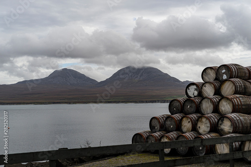 Fototapeta Whisky Barrels and the Paps of Jura