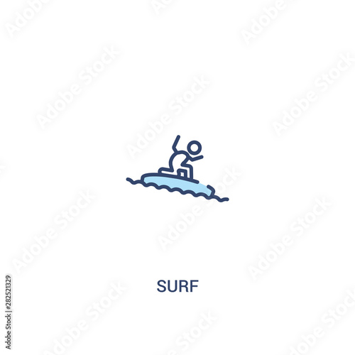 surf concept 2 colored icon. simple line element illustration. outline blue surf symbol. can be used for web and mobile ui ux.