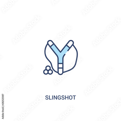 slingshot concept 2 colored icon. simple line element illustration. outline blue slingshot symbol. can be used for web and mobile ui/ux. © zaurrahimov
