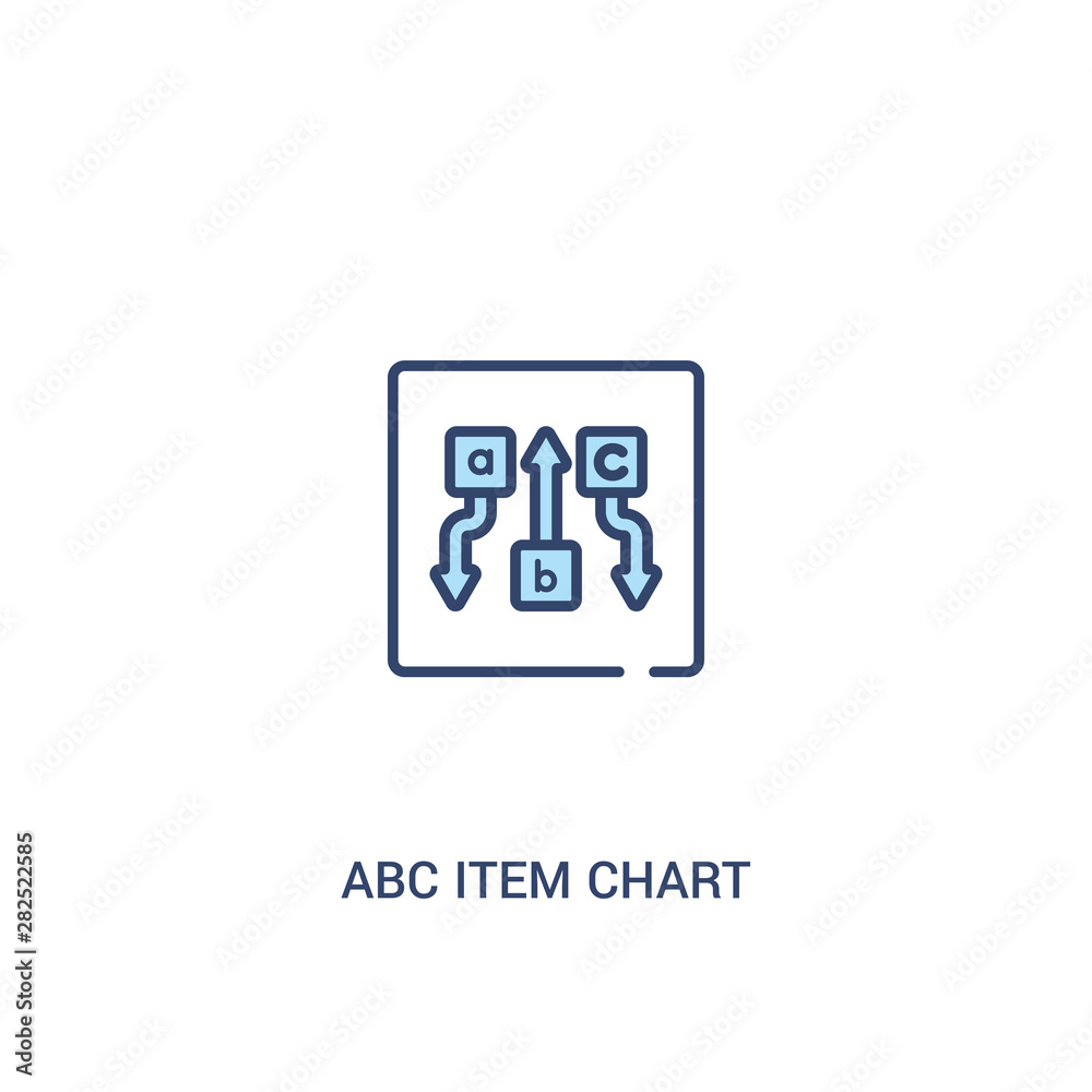 abc item chart concept 2 colored icon. simple line element illustration. outline blue abc item chart symbol. can be used for web and mobile ui/ux.