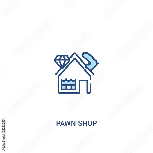 pawn shop concept 2 colored icon. simple line element illustration. outline blue pawn shop symbol. can be used for web and mobile ui/ux.
