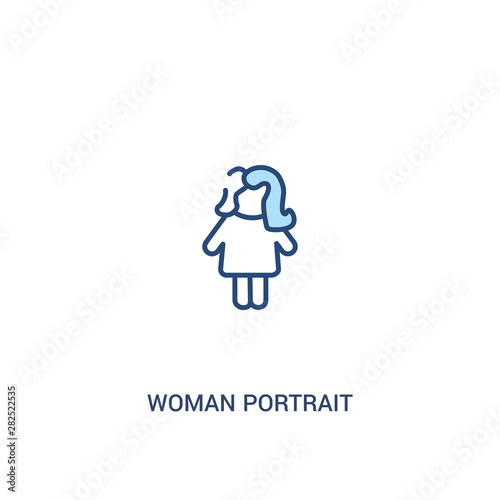 woman portrait concept 2 colored icon. simple line element illustration. outline blue woman portrait symbol. can be used for web and mobile ui/ux.