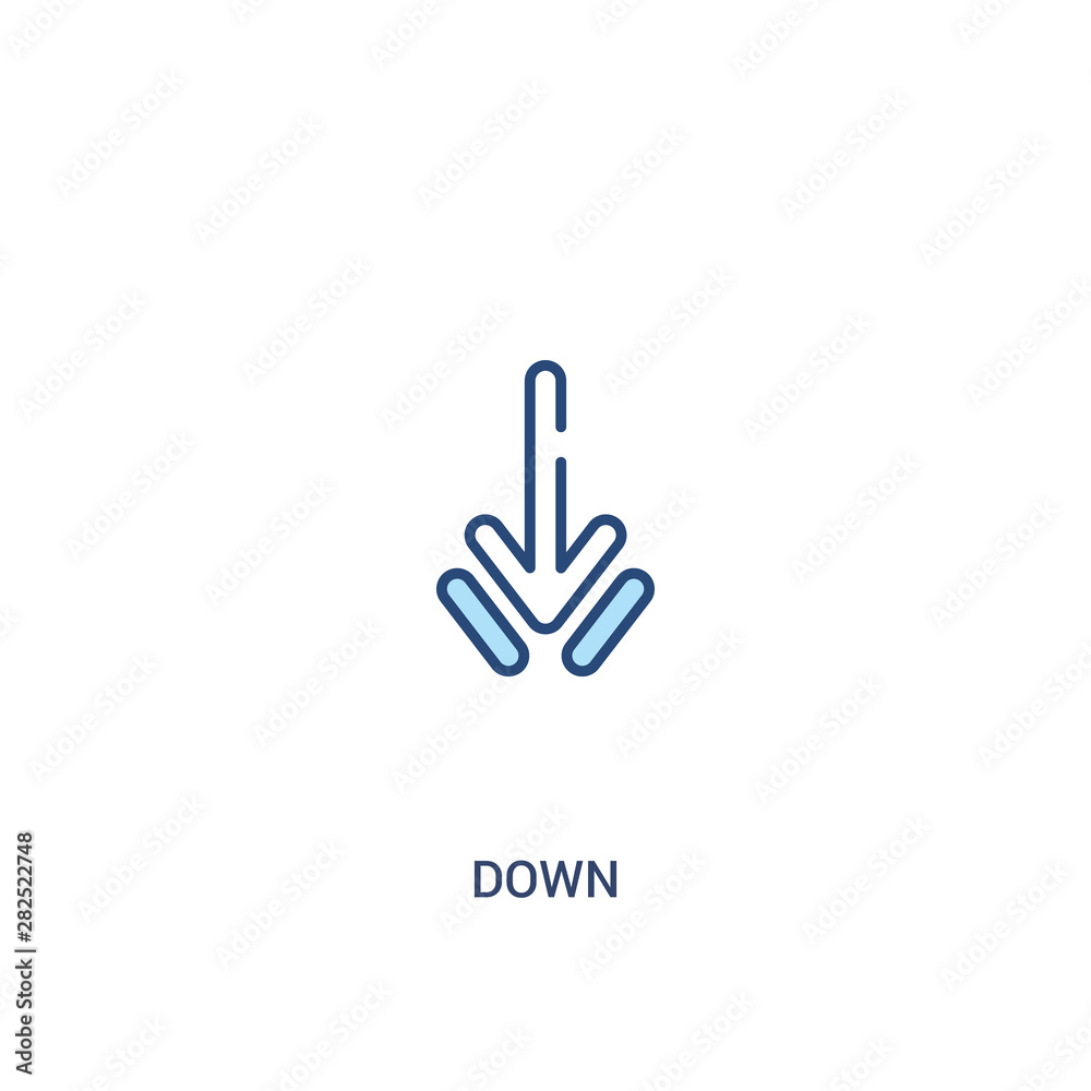 down concept 2 colored icon. simple line element illustration. outline blue down symbol. can be used for web and mobile ui/ux. down concept 2 colored icon. simple line element illustration. outline blue down symbol. can be used for web and mobile ui/ux.