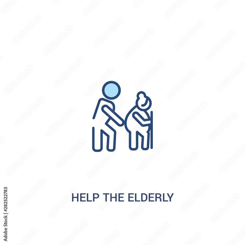 help the elderly concept 2 colored icon. simple line element illustration. outline blue help the elderly symbol. can be used for web and mobile ui/ux.