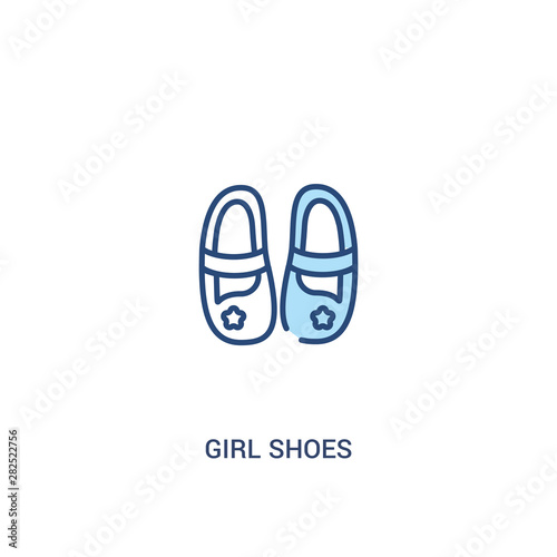 girl shoes concept 2 colored icon. simple line element illustration. outline blue girl shoes symbol. can be used for web and mobile ui/ux.