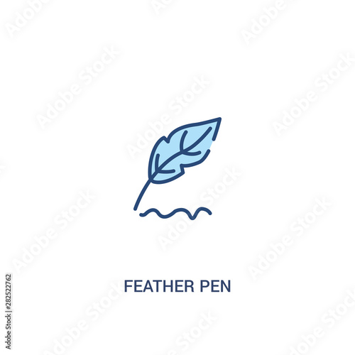 feather pen concept 2 colored icon. simple line element illustration. outline blue feather pen symbol. can be used for web and mobile ui ux.