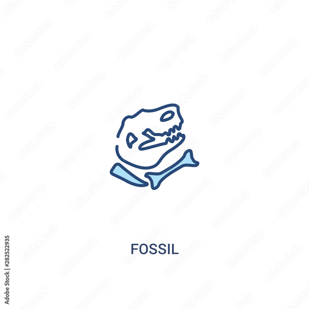 fossil concept 2 colored icon. simple line element illustration. outline blue fossil symbol. can be used for web and mobile ui/ux.