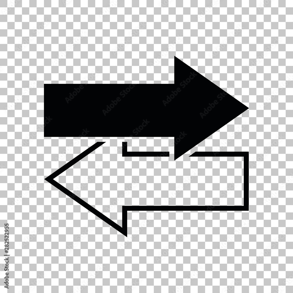 Arrows left right icon. Exchange sign. Black icon on transparent background. Illustration. Arrows left right icon. Exchange sign. Black icon on transparent background. Illustration.