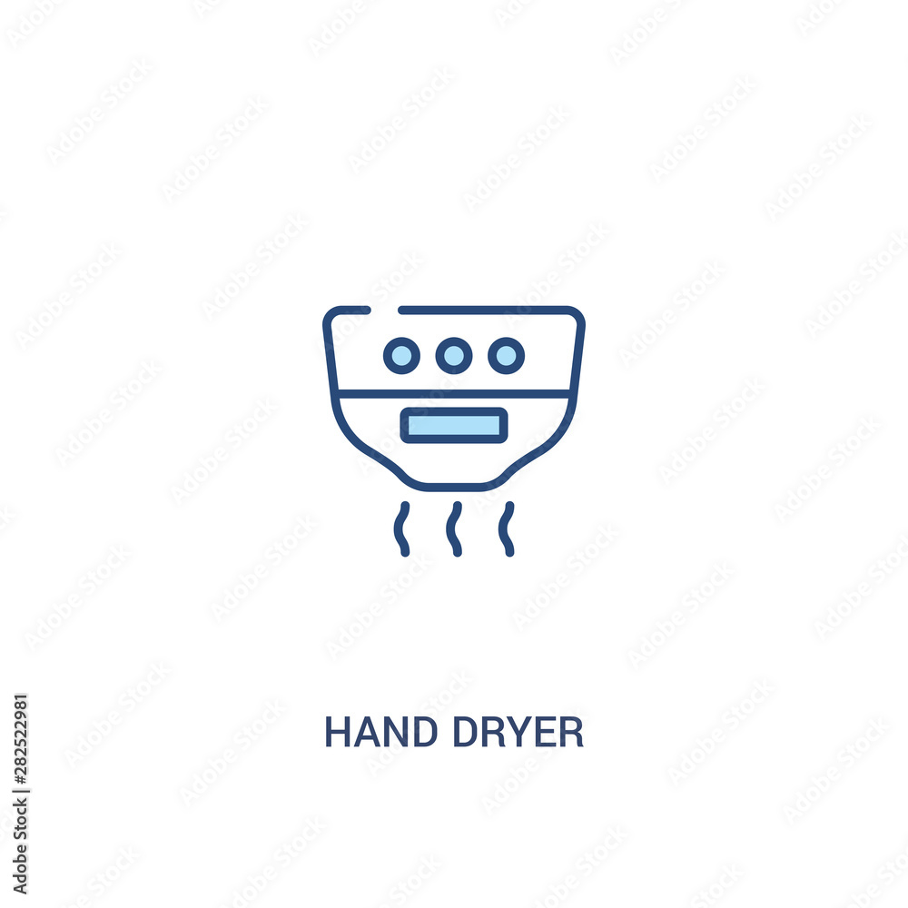 hand dryer concept 2 colored icon. simple line element illustration. outline blue hand dryer symbol. can be used for web and mobile ui/ux.