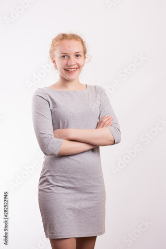 portrait happy young woman isolated