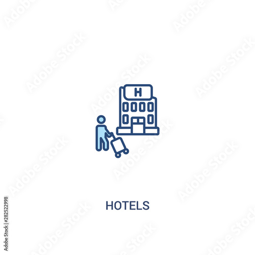hotels concept 2 colored icon. simple line element illustration. outline blue hotels symbol. can be used for web and mobile ui/ux.