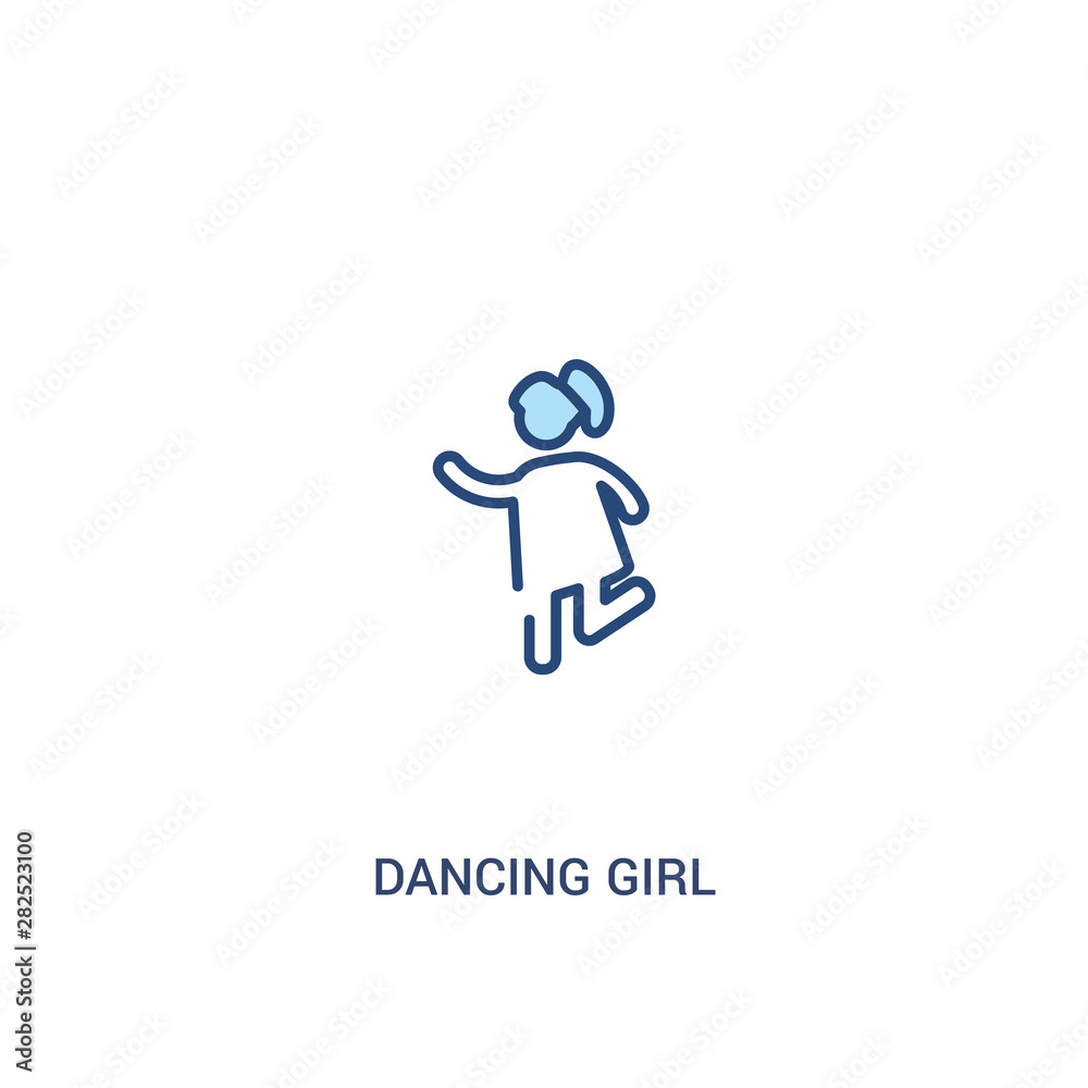 dancing girl concept 2 colored icon. simple line element illustration. outline blue dancing girl symbol. can be used for web and mobile ui/ux. dancing girl concept 2 colored icon. simple line element illustration. outline blue dancing girl symbol. can be used for web and mobile ui/ux.