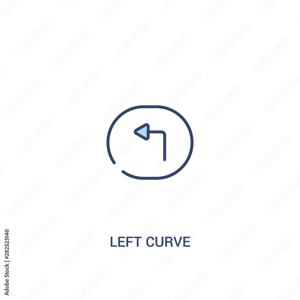 left curve concept 2 colored icon. simple line element illustration. outline blue left curve symbol. can be used for web and mobile ui/ux. left curve concept 2 colored icon. simple line element illustration. outline blue left curve symbol. can be used for web and mobile ui/ux.