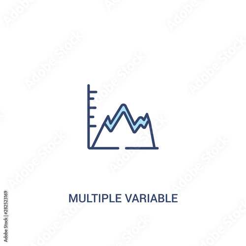 multiple variable points line chart concept 2 colored icon. simple line element illustration. outline blue multiple variable points line chart symbol. can be used for web and mobile ui/ux.
