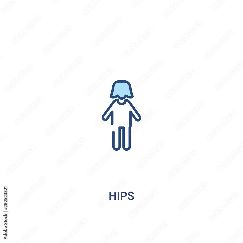 Obraz premium hips concept 2 colored icon. simple line element illustration. outline blue hips symbol. can be used for web and mobile ui/ux.