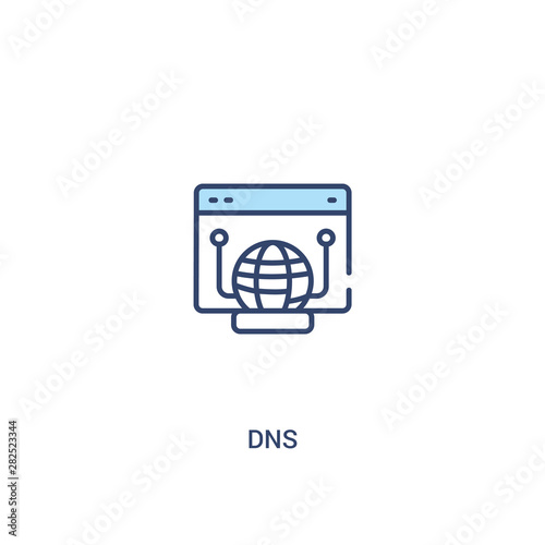 dns concept 2 colored icon. simple line element illustration. outline blue dns symbol. can be used for web and mobile ui/ux. © zaurrahimov