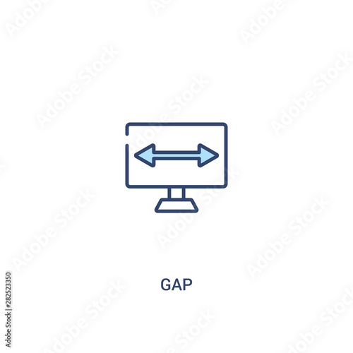 gap concept 2 colored icon. simple line element illustration. outline blue gap symbol. can be used for web and mobile ui/ux.