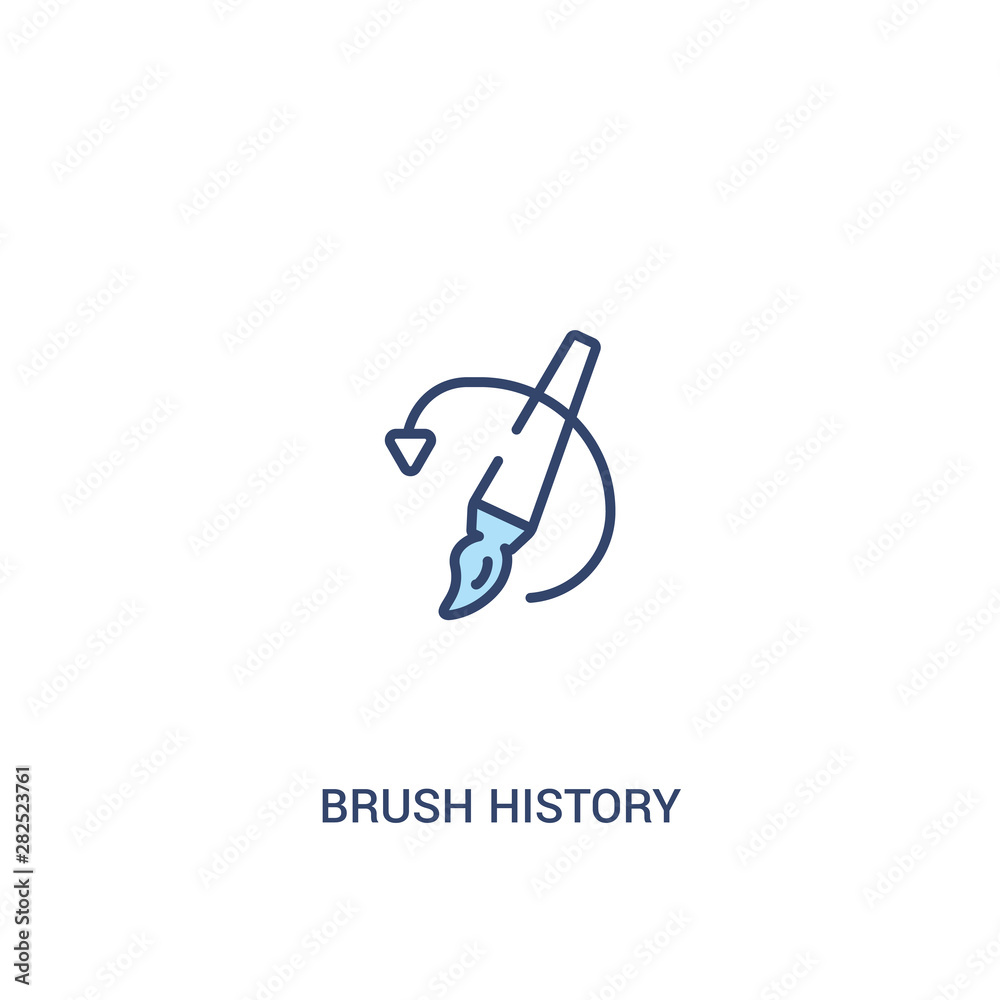 brush history concept 2 colored icon. simple line element illustration. outline blue brush history symbol. can be used for web and mobile ui/ux.