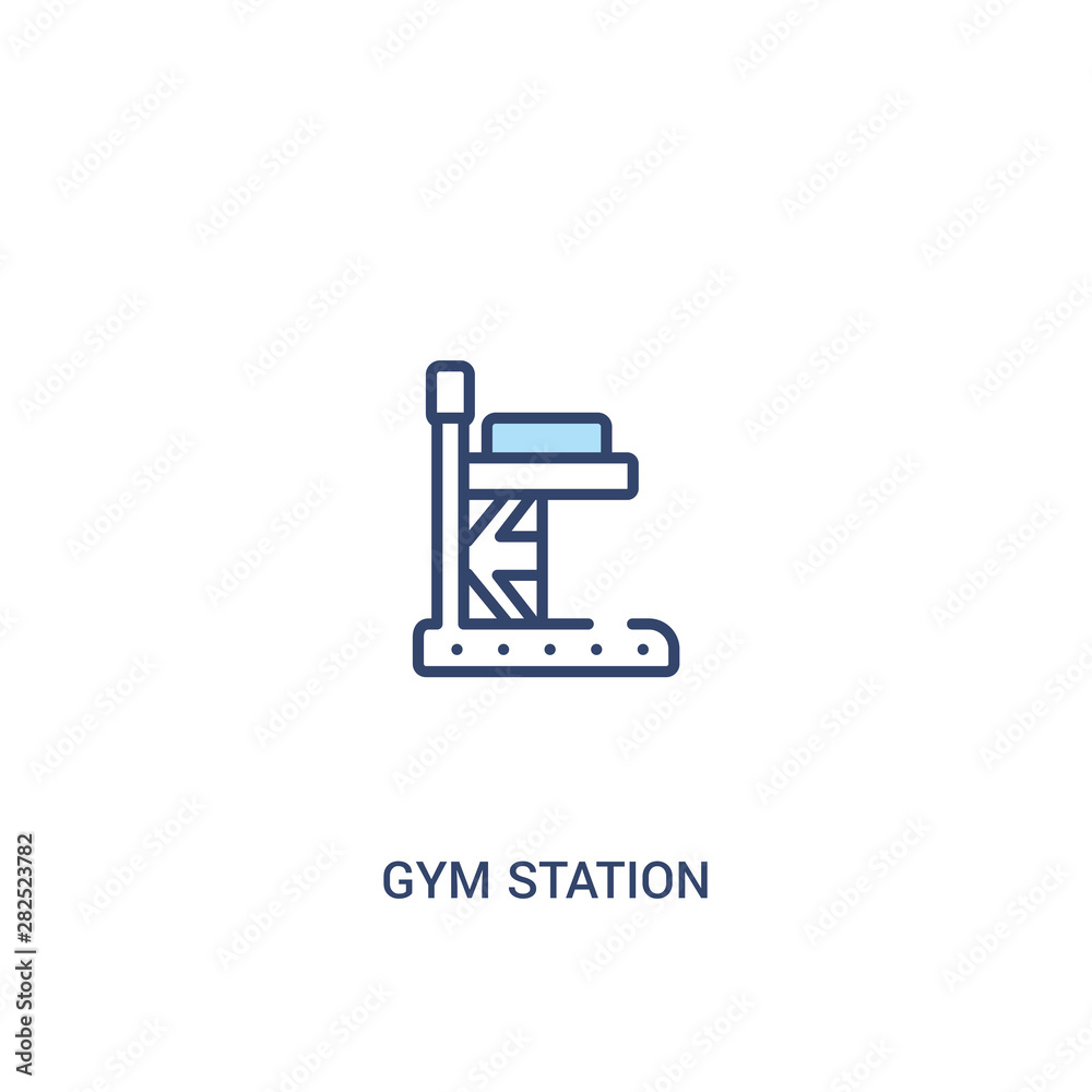 gym station concept 2 colored icon. simple line element illustration. outline blue gym station symbol. can be used for web and mobile ui/ux.