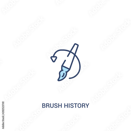 brush history concept 2 colored icon. simple line element illustration. outline blue brush history symbol. can be used for web and mobile ui/ux.