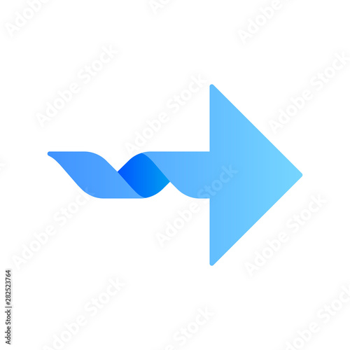 Wallpaper Mural Twisted blue arrow flat design long shadow color icon. Navigation pointer. Direction move. Spiral line. Pointing cursor. Arrowhead indicating rightward. Motion, next. Vector silhouette illustration Torontodigital.ca