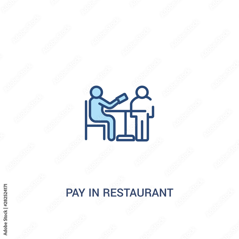 pay in restaurant concept 2 colored icon. simple line element illustration. outline blue pay in restaurant symbol. can be used for web and mobile ui/ux.