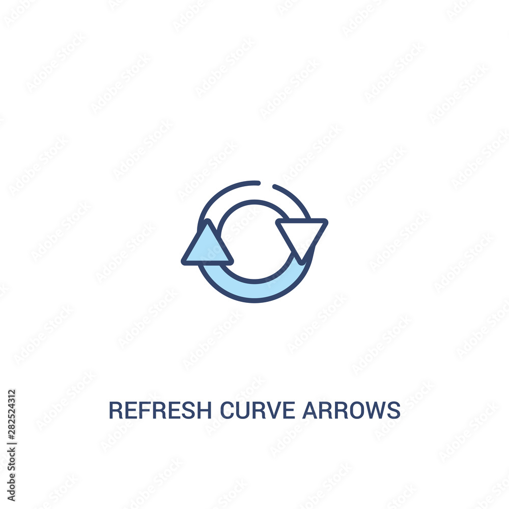 Fototapeta premium refresh curve arrows concept 2 colored icon. simple line element illustration. outline blue refresh curve arrows symbol. can be used for web and mobile ui/ux.