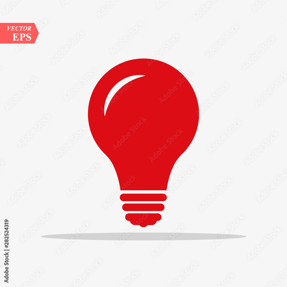 Red Bulb light vector icon. Lighting Electric lamp. Electricity, shine. Light Bulb icon vector, isolated on background. Bulb light icon - Idea sign, solution. Bulb light symbol Energy - Vector Red Bulb light vector icon. Lighting Electric lamp. Electricity, shine. Light Bulb icon vector, isolated on background. Bulb light icon - Idea sign, solution. Bulb light symbol Energy - Vector