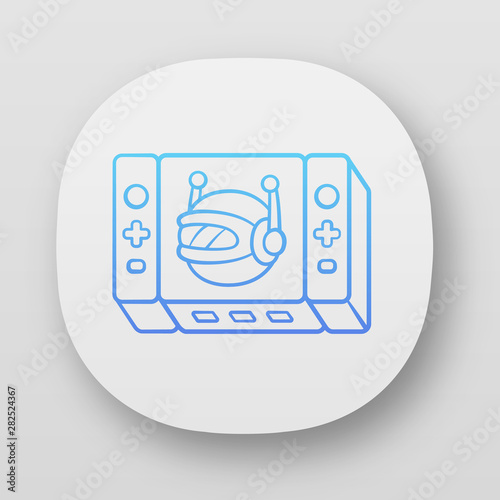 Game bot app icon. Artificial intelligence software algorithms. Virtual reality. Non-player character. NPC. Video games. UI/UX user interface. Web or mobile applications. Vector isolated illustrations