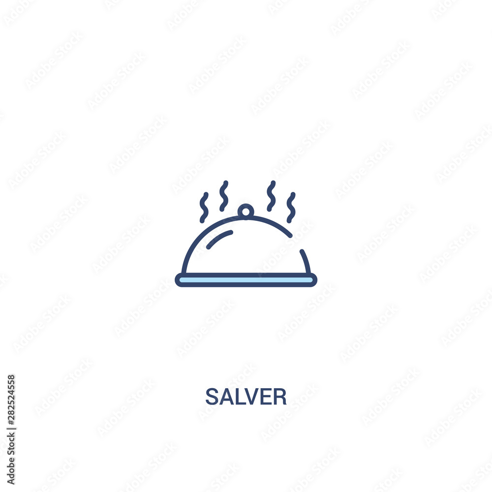 salver concept 2 colored icon. simple line element illustration. outline blue salver symbol. can be used for web and mobile ui/ux.