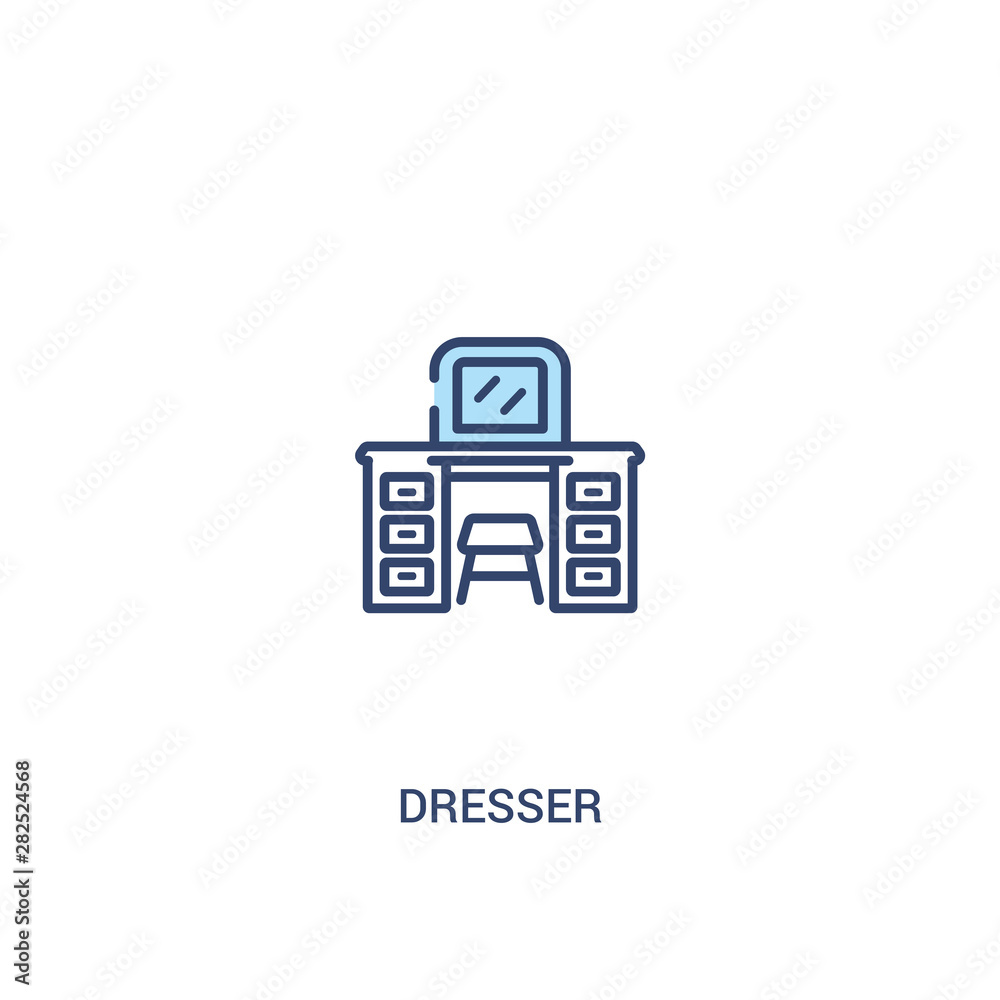 dresser concept 2 colored icon. simple line element illustration. outline blue dresser symbol. can be used for web and mobile ui/ux.