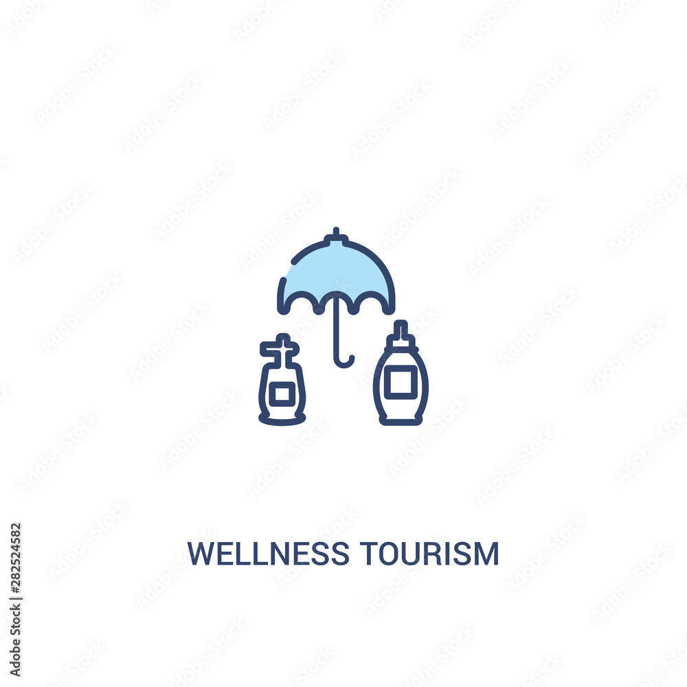 wellness tourism concept 2 colored icon. simple line element illustration. outline blue wellness tourism symbol. can be used for web and mobile ui/ux.