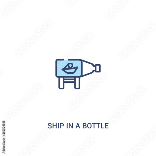 ship in a bottle concept 2 colored icon. simple line element illustration. outline blue ship in a bottle symbol. can be used for web and mobile ui ux.