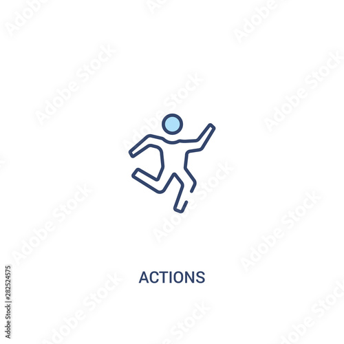 actions concept 2 colored icon. simple line element illustration. outline blue actions symbol. can be used for web and mobile ui ux.
