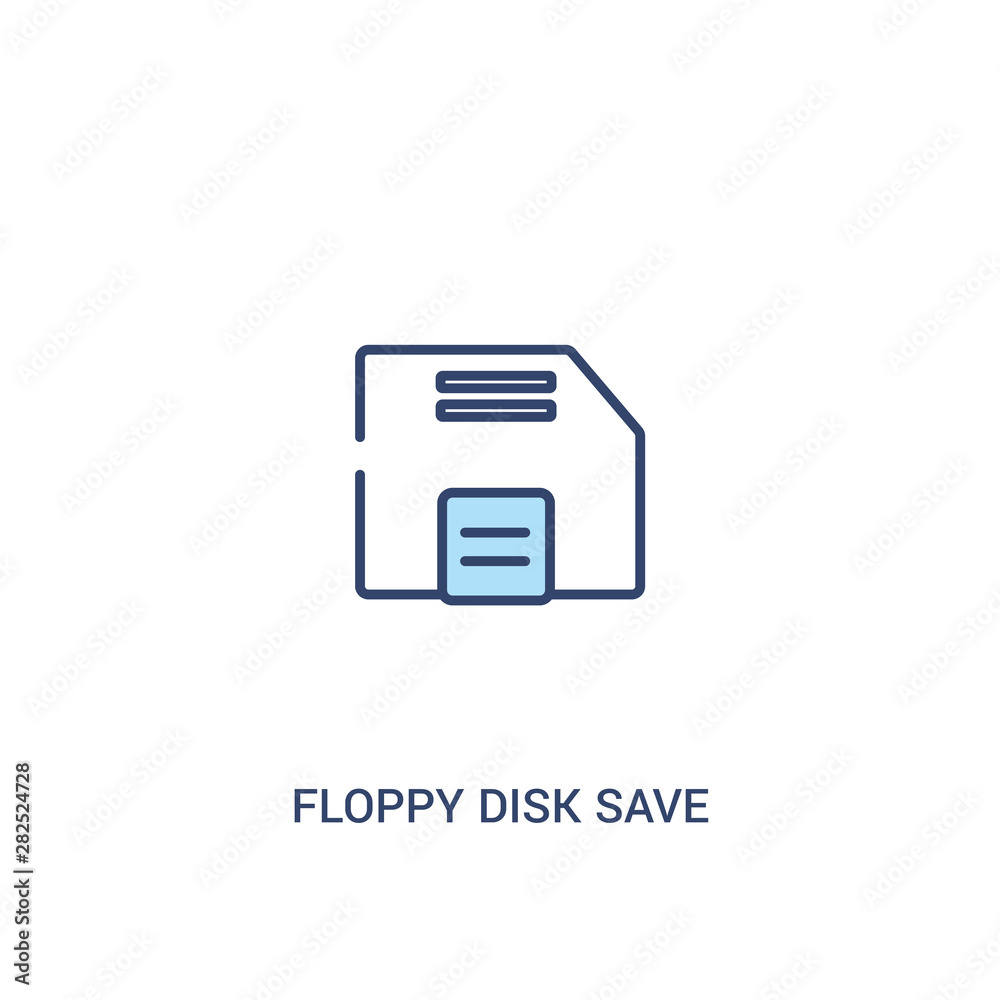 floppy disk save button concept 2 colored icon. simple line element illustration. outline blue floppy disk save button symbol. can be used for web and mobile ui/ux.