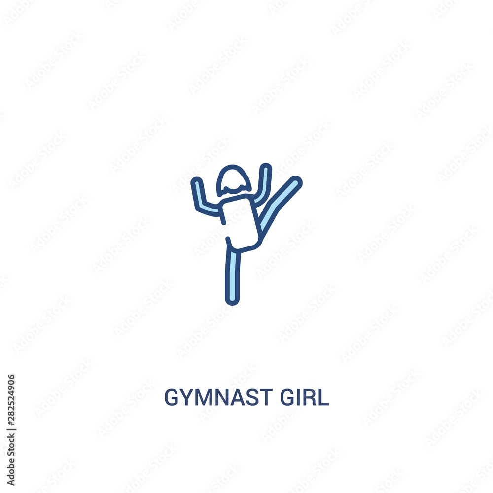 gymnast girl concept 2 colored icon. simple line element illustration. outline blue gymnast girl symbol. can be used for web and mobile ui/ux. gymnast girl concept 2 colored icon. simple line element illustration. outline blue gymnast girl symbol. can be used for web and mobile ui/ux.