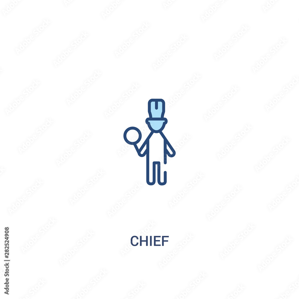 chief concept 2 colored icon. simple line element illustration. outline blue chief symbol. can be used for web and mobile ui/ux.
